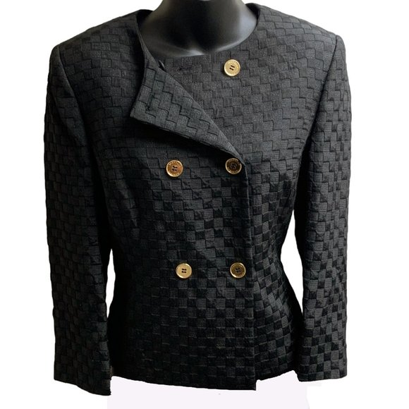 TAHARI Levine DeMarco Emily‎ Juniper Black Double Breasted Jacket - Picture 5 of 12